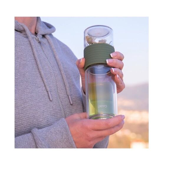 Ukiyo Sense Premium Double-Wall
Glass Tea & Fruit Infuser Bottle in green / NIB - Picture 3 of 5